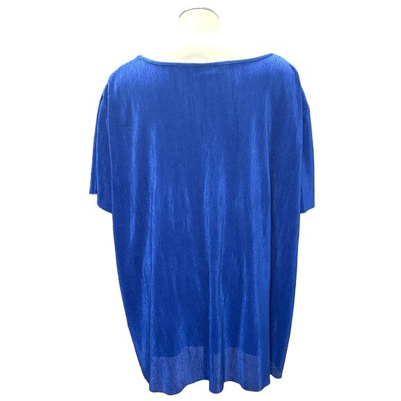 Alfred Dunner 3X Royal Blue Ruffle Blouse Glam Boldwear Textured Shine Top - Picture 5 of 12